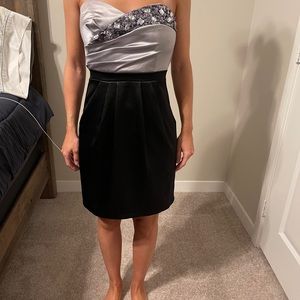 Black and silver homecoming dress.